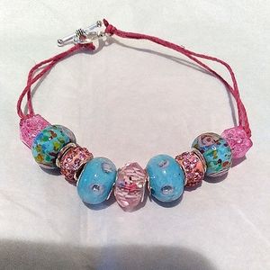 Handmade Painted Glass Beaded Bracelet